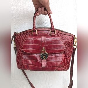 Dooney & Bourke Campbell Croco Embossed Leather Satchel With Matching Wallet